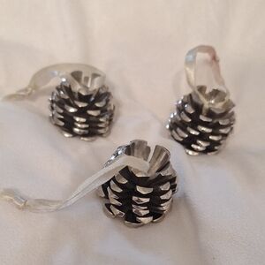 Vintage Heavy Silver Pine Cone Ornaments
